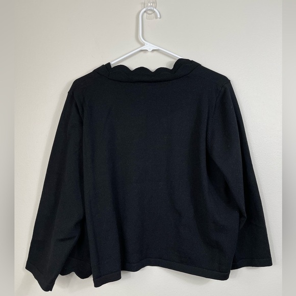 Nina Leonard Scallop Hem Bolero Black Cardigan Women's Event Classic Size 1X - Picture 8 of 13